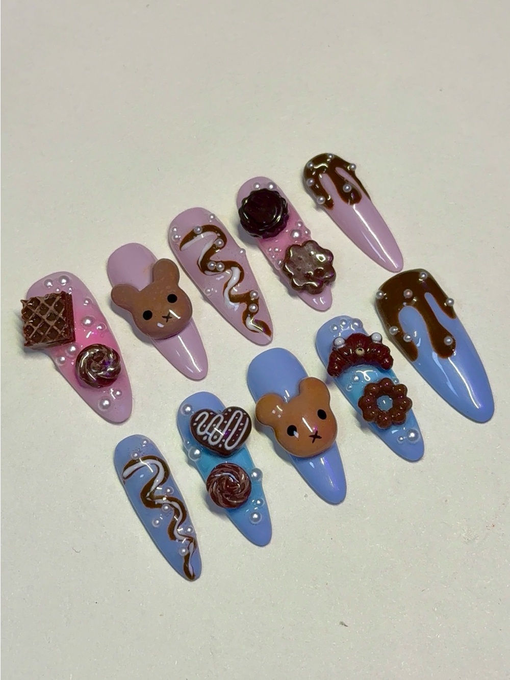 Pastel & Chocolate Miffy Themed Press On Set